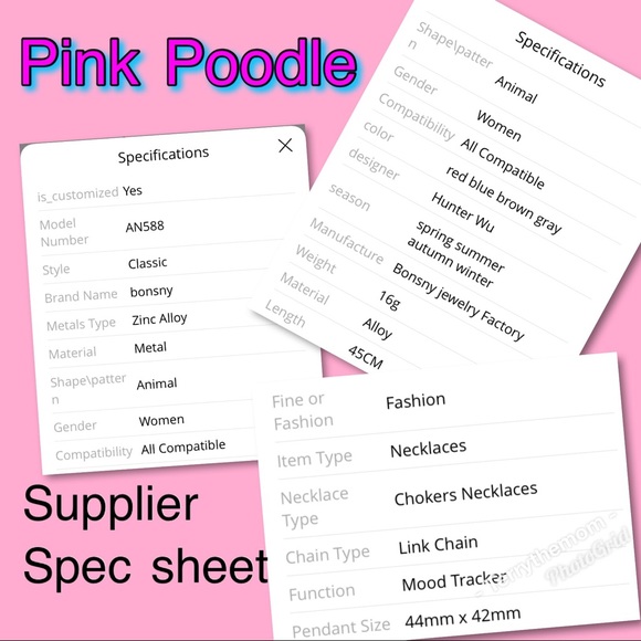 BONSNY Boho Pink Poodle pendant - Picture 2 of 2